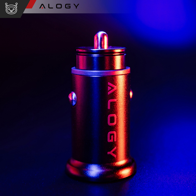 Car charger 48W USB QC 3.0 18W USB-C C PD 30W fast powerful for Alogy Car phone black USB-C cable 1m