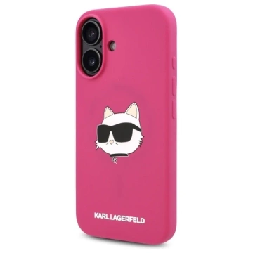 Чохол Karl Lagerfeld для iPhone 16 6.1" Pink/Fuchsia hardcase Silicone Choupette Head Print MagSafe
