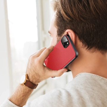 Puzdro a nylonový kryt Dux Ducis Fino pre iPhone 14 Plus červený