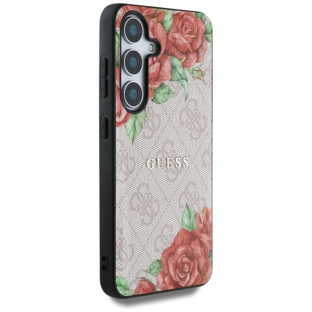 Etui Guess 4G Flowers Print MagSafe do Samsung Galaxy S25 Różowy