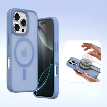 Шкіряний чохол для iPhone 16 Pro Max Dux Ducis Lawa з гаманцем MagSafe синього кольору