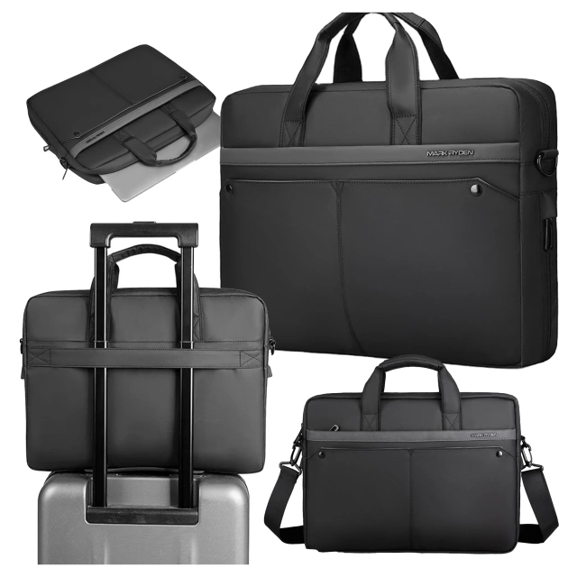 Mark Ryden 14" Laptop Bag, Waterproof, Stylish and Roomy, Lightweight 0.5kg, with Laptop and 9.7" Tablet Pocket and Suitcase Strap - Black