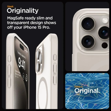 Spigen Ultra Hybrid Mag Mag Safe Case pre Apple iPhone 15 Pro Frost Natural Titanium
