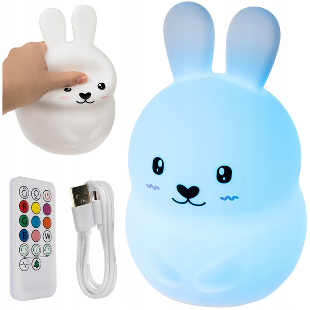 LED silikónová nočná lampa pre deti 9 farieb Diaľkové ovládanie Lamp Bunny králik
