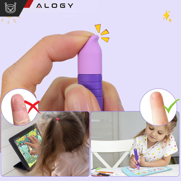 2x ємнісний сенсорний стилус для екранів телефонів і планшетів Alogy Stylus Pen для дітей 10 см фіолетовий і синій
