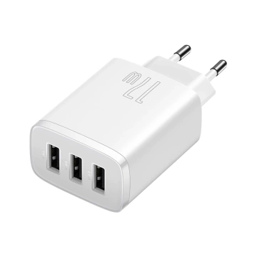 Ładowarka sieciowa Baseus Compact Quick Charger 3x USB 17W do telefonu tabletu słuchawek Biała