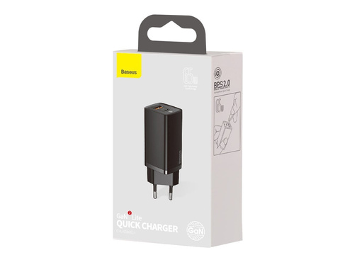 Rýchla nabíjačka Baseus GaN2 Lite USB USB-C 65W EÚ čierna