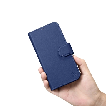Kožené flipové puzdro iCarer Wallet Case 2v1 iPhone 14 Plus Anti-RFID modré (WMI14220727-BU)