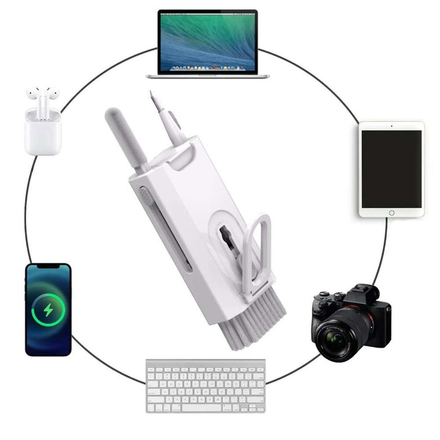 Multifunktionaler Reiniger Alogy Cleaner Set 8-in-1-Kopfhörer-Tastatur-Bildschirm-Reinigungsset für Telefone, Tablets, Laptops, Computer Weiß