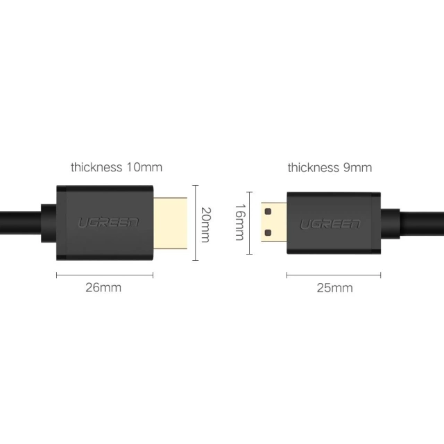 Uzelený kabel HDMI kabel - mini HDMI 19 pin 2.0v 4K 60Hz 30AWG 1.5m černý (11167)