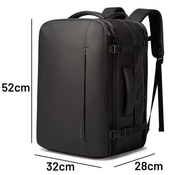 Bange wasserdichter Rucksack für 15,6-Zoll-Laptop, Stadtreisender, 45 x 30 x 16 cm, für Arbeit, Flugzeug, Herren, Damen, mit USB-Anschluss Schwarz
