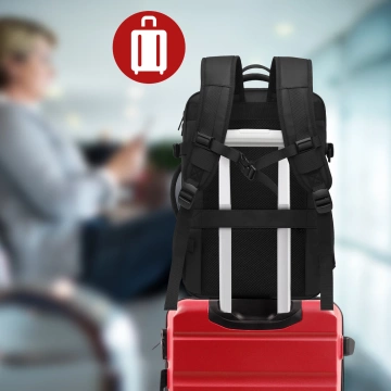 Travel backpack Bange BackPack business expandable backpack Capacious bag for 17.3" laptop with USB port Black