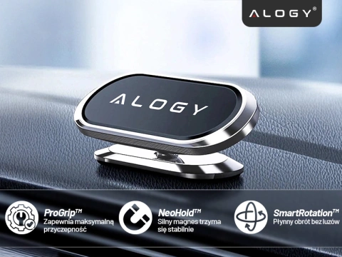 Універсальний автомобільний магнітний автомобільний тримач Alogy для телефону на кокпіт для приладової панелі Чорний