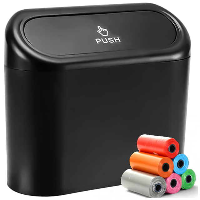 Car trash can organizer mini small car trash can Alogy black garbage bags 90pcs mix 6 rolls