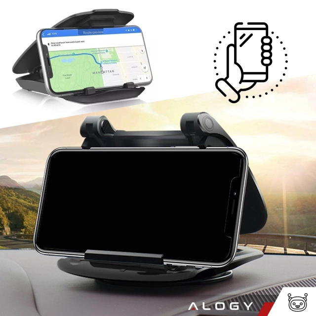 Car GPS Phone Holder Cockpit Car Dashboard Cars Rotatable 360 Degrees for 6.5" Alogy Phone Black