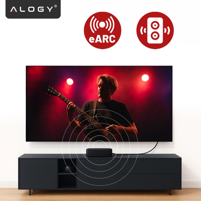 Kabel HDMI 2.1 1.5 m, 4K/8K Alogy Ultra High Speed™ 48 Gbps 60Hz, Premium z Pozłacanymi Końcówkami, Nylonowy Oplot, Miedziany – Czarny