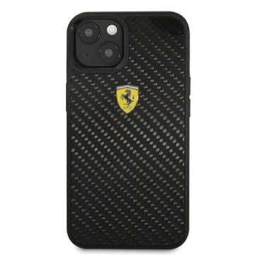 Puzdro Ferrari iPhone 13 mini 5,4" čierno/čierne pevné puzdro On Track Real Carbon