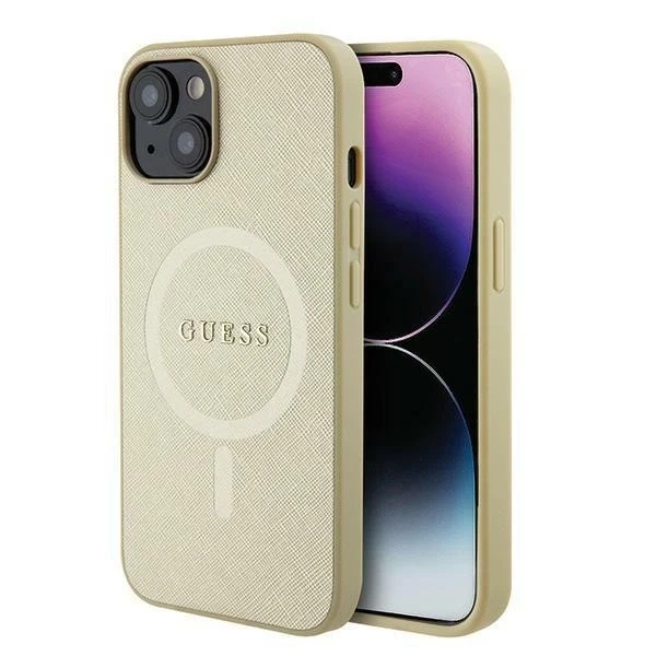 Etui Guess GUHMP15MPSAHMCB do iPhone 15 Plus 6.7"hardcase Saffiano MagSafe złoty/gold 