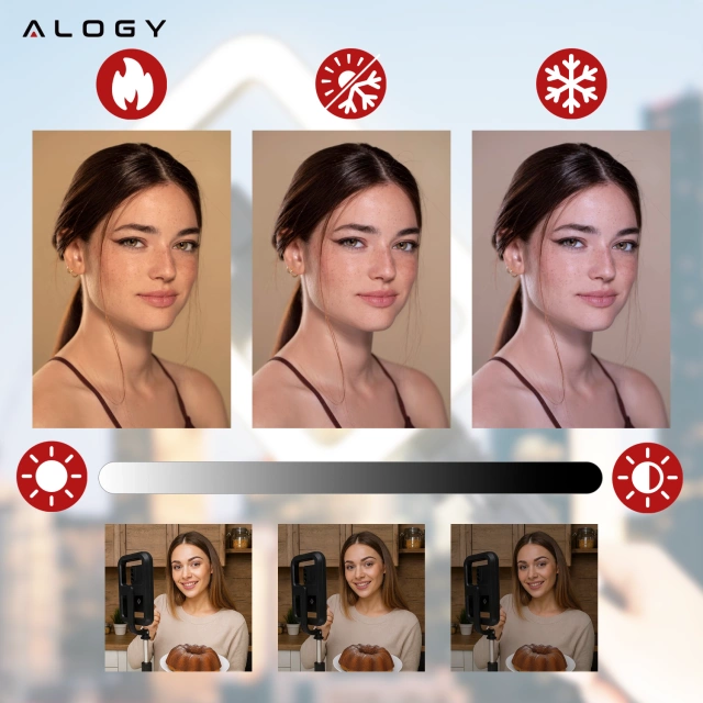 Alogy GlowStick™ Pro Stativ-Selfie-Stick mit Fernbedienung und LED-Licht für Make-up-Fotos und -Videos, Länge 132 cm, Schwarz