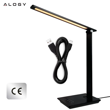 Alogy Desk LED Lamp with USB Charging Port, Foldable, Black