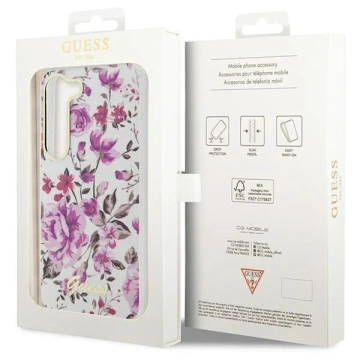 Etui Guess GUHCS23MHCFWST do Samsung Galaxy S23 Plus S916 biele/biele pevné puzdro Flower Collection