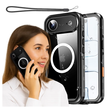 Чохол Alogy HydroArmor™ IP68 для Apple iPhone 17 Air 6.6", броньований чохол на 360° з прозорою задньою панеллю, сумісний з MagSafe, чорний