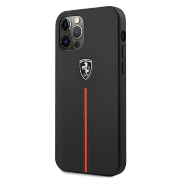 Etui na telefon Ferrari iPhone 12 Pro Max czarny/black hardcase Off Track Leather Nylon Stripe