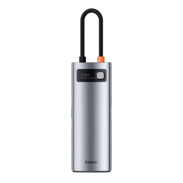 Baseus Metal Gleam Series multifunkční USB HUB 7v1 Type C HDMI TF PD čtečka karet šedá (WKWG020113)
