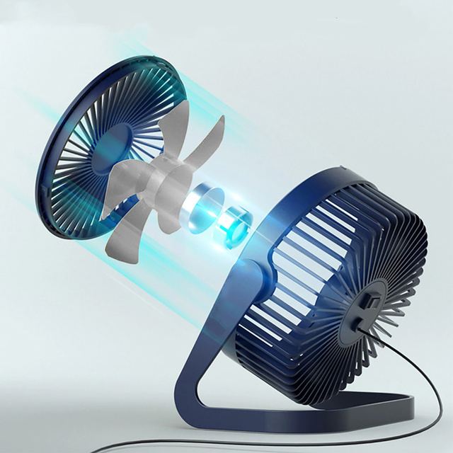 Тихий настільний вентилятор Alogy портативний USB дротовий настільний вентилятор темно-синій