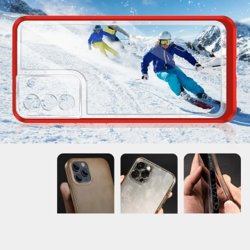 Průhledné pouzdro 3v1 pro Samsung Galaxy S21 5G (S21 Plus 5G) Rámeček Gelový kryt červený