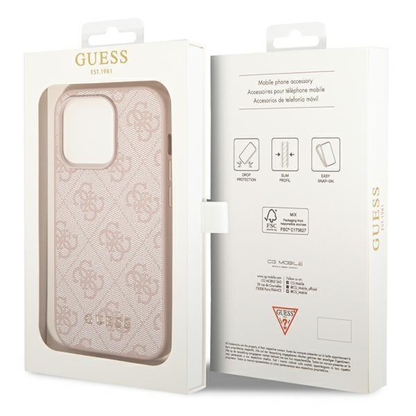 Etui Guess GUHCP14LG4GFPI для Apple iPhone 14 Pro 6,1" różowy/рожевий жорсткий чохол 4G Metal Gold Logo