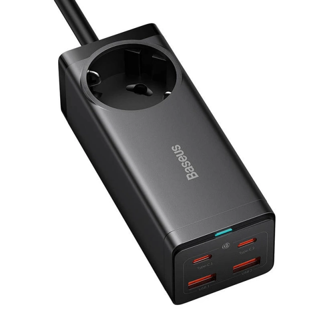 Wall charger / power strip Baseus GaN3 Pro 2x USB 2xUSB-C AC, 100W (black)