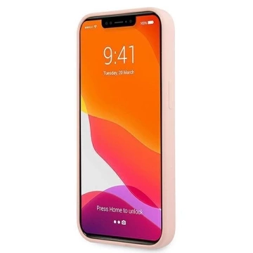 Guess GUHCP13SLS4GWPI iPhone 13 mini 5,4" różowy/ružové pevné puzdro Silikónové 4G logo