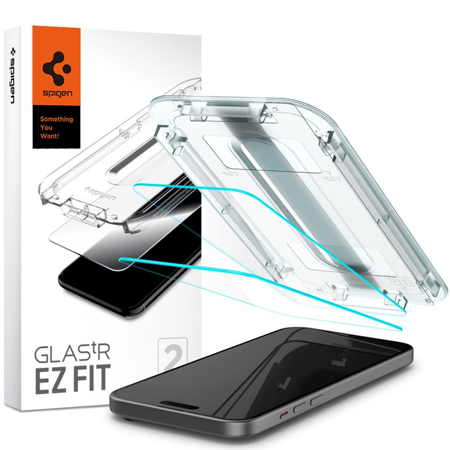 2x Загартоване скло для iPhone 15 Spigen Glas.TR "EZ FIT" Прозоре