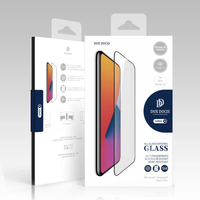 9H Dux Ducis 9D Tempered Glass Full Screen Protector with Frame for Realme C35 black (case friendly)