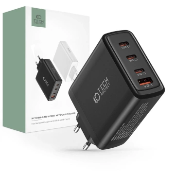 Ładowarka sieciowa Tech-protect nc100w-gan 4-port network charger PD100w/QC3.0 black