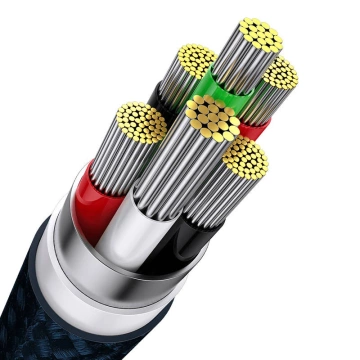 Kabel USB 3w1 Baseus Flash Series, USB-C micro USB Lightning, 66W, 1.2m (niebieski)