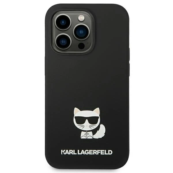 Karl Lagerfeld KLHCP14LSLCTBK ochranné puzdro na telefón pre Apple iPhone 14 Pro 6,1" pevné puzdro čierne/čierne silikónové telo Choupette