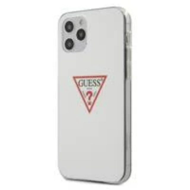 Guess GUHCP12MPCUCTLWH iPhone 12/12 Pro 6,1" biele/biele pevné puzdro Triangle Collection