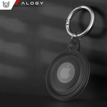 Puzdro na lokalizáciu pre Apple AirTag Keychain Vodotesné puzdro Alogy 360 IPX8 s príveskom matná čierna