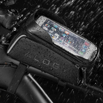 Alogy bicycle bag Pannier 2L for bicycle phone holder up to 6.7" for the frame Black