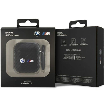 BMW BMA2WMPUCA2 puzdro na AirPods 1/2 kryt čierne/čierne Carbon Double Metal Logo