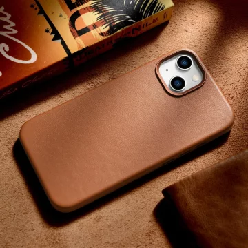 iCarer Case Lederhülle für iPhone 14 Plus braun (kompatibel mit MagSafe)