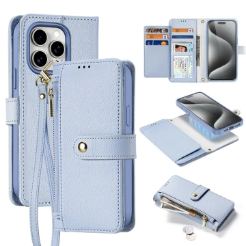 iPhone 15 Dux Ducis Lawa Leather Wallet Case MagSafe Blue