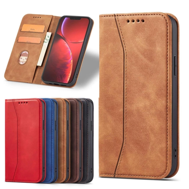 Magnet Fancy Case Hülle für iPhone 13 Pro Max Tasche Kartenetui Kartenhalter Braun