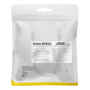 Baseus Speed ​​​​Six plochý síťový kabel RJ45 1000 Mbps 1,5 m černý (WKJS000001)