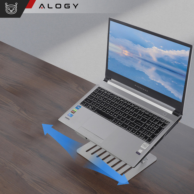 Laptop holder tablet 17" stand stand foldable adjustable aluminum for desk 25 x 21.5cm Alogy Silver