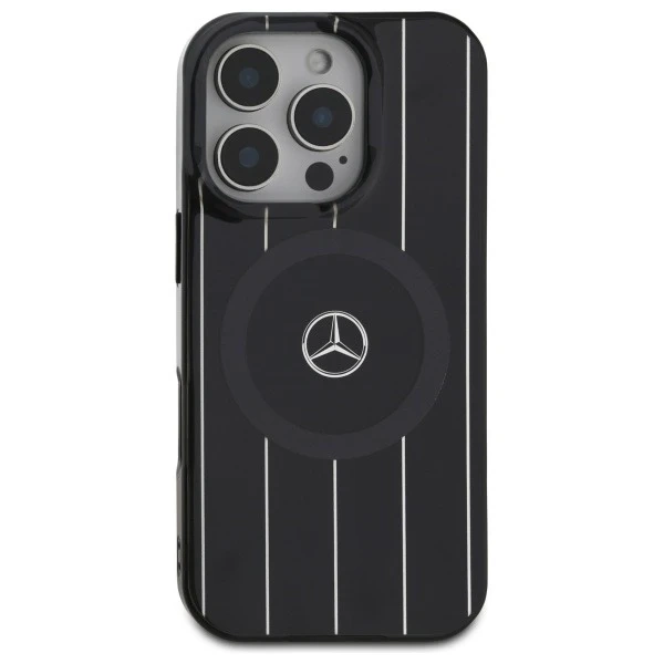 Etui Mercedes до iPhone 16 Pro Max 6.9" Czarny Hardcase MB Double Layer Crossed Lines MagSafe