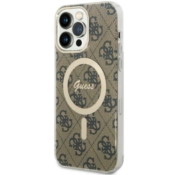 Guess GUHMP14XH4STW phone case for Apple iPhone 14 Pro Max 6.7" brown/brown hardcase 4G MagSafe