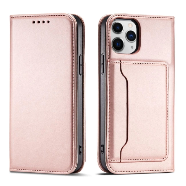 Pouzdro na magnetické karty pro iPhone 12 Pro Max Pouch Card Wallet Card Holder Pink